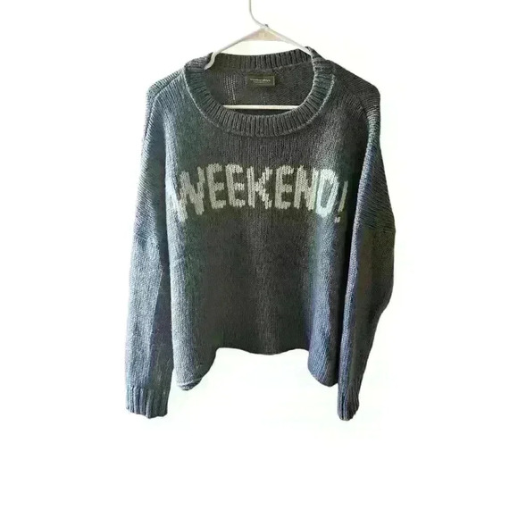 WoodenShips blue Gray Crewneck Wool  Knit sz s/m Long Sleeve Preppy Comfy Casual - Picture 1 of 6
